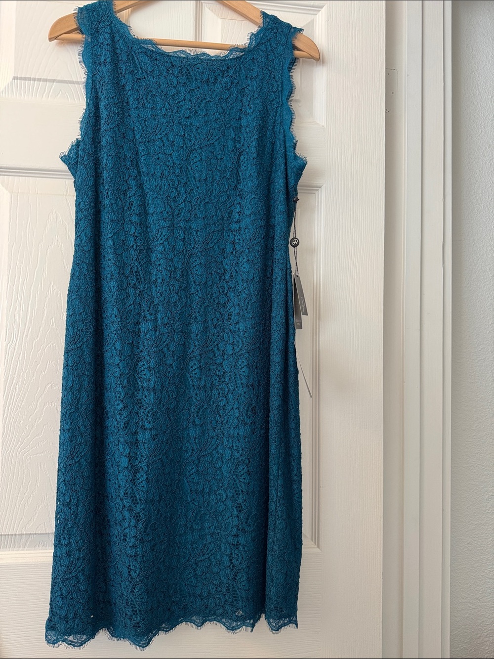 Adrianna Papell Teal Lace Midi Dress